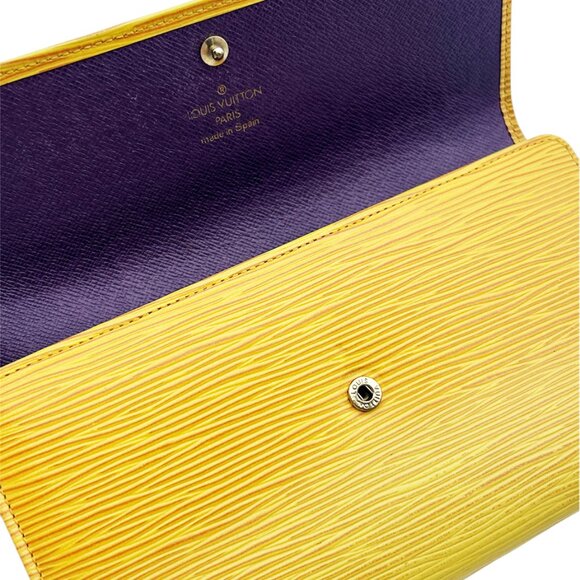 Louis Vuitton LV Yellow Epi Leather Long Wallet With Purple Interior - Picture 5 of 13